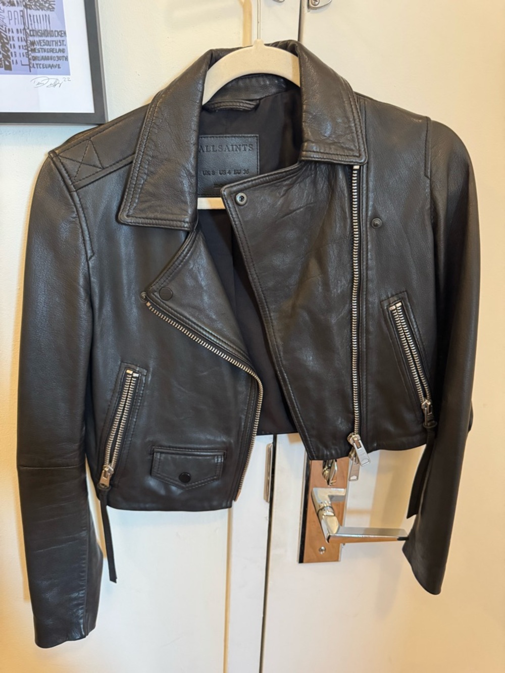 AllSaints Black Leather Biker Jacket